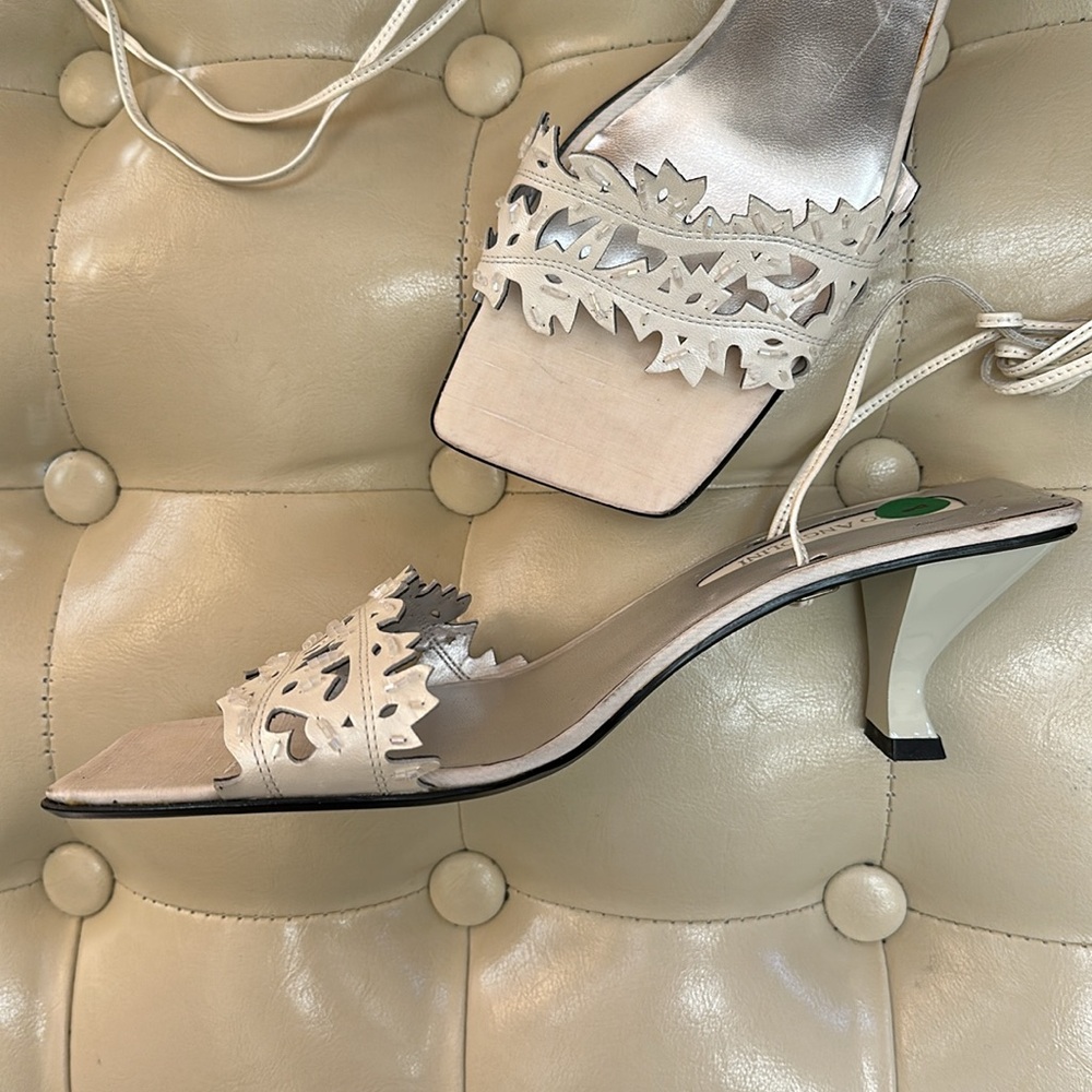 Enzo Angeline Cream beaded leather Sandals